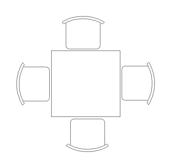 Mesa Quadrada com 04 Cadeiras Sofisticadas em 2D