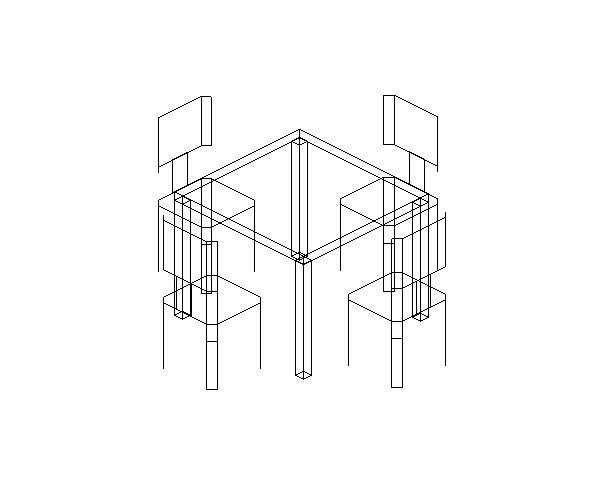 Moveis – Mesa Quadrada com 4 Cadeiras 3D