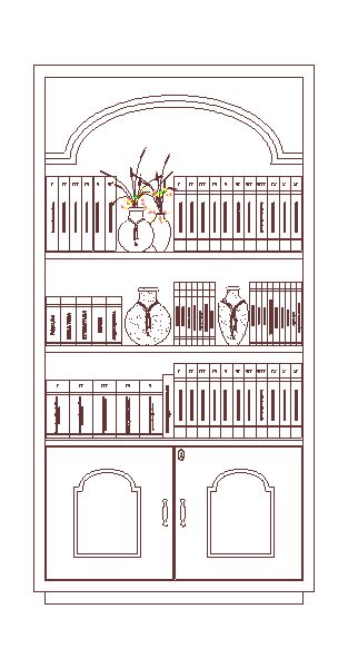 Estante de Livros e Jarros de Flores c/ duas Portas Inferiores