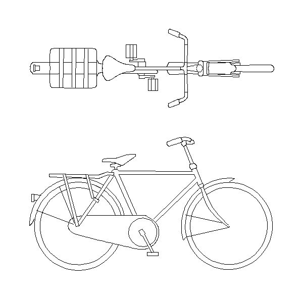 Veículos Terrestres – Bicicleta Garupeira (Planta e Vista Lateral)