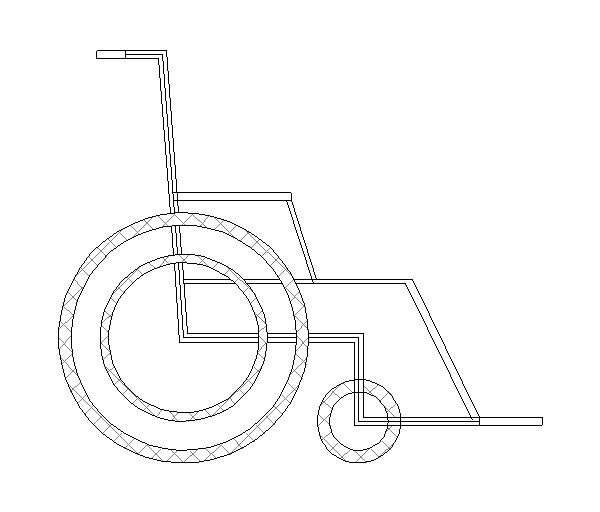 Cadeira de Rodas Modelo Simples (Visão Lateral)