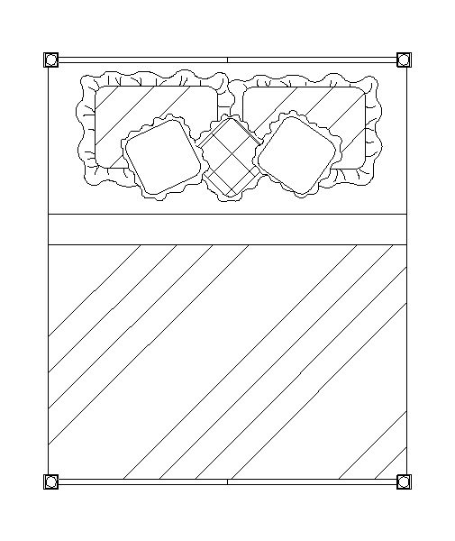 Moveis – Cama Casal com Almofadas (Visão Superior)