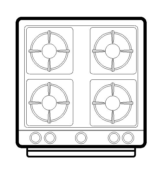 Fogão 4 Bocas e 1 Forno