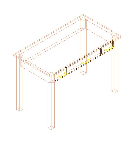 Mobiliário 3D – Mesa de Escritório com Gavetas Retangular