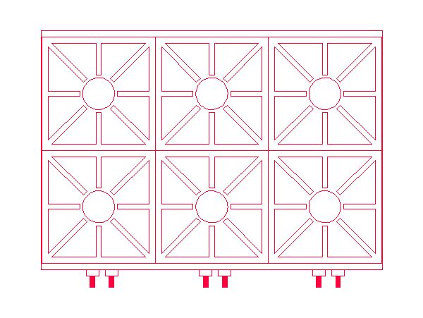 Fogão c/ seis bocas para Restaurantes visto por cima