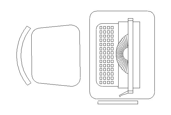 Mesa com impressora e cadeira de escritório