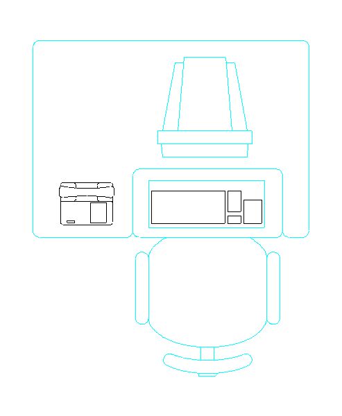 Escritório – Mesa c/ Cadeira, Telefone, Monitor e Teclado