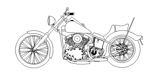 Veículos Terrestres – Moto Harley 2D (Vista Lateral)
