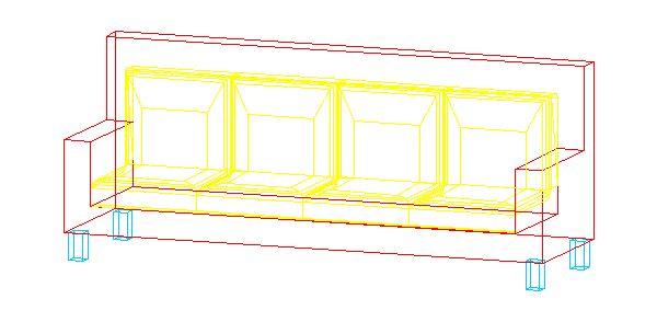 Sofá Espaçoso para Quatro Lugares 3D