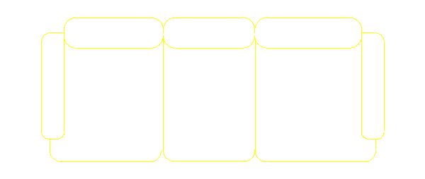 Mobiliário Diversos – Sofá para Três Lugares (Vista Superior)