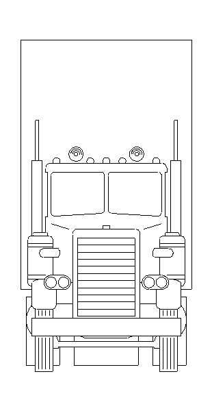 Veículos Terrestres – Vista Frontal de um Caminhão de Carga