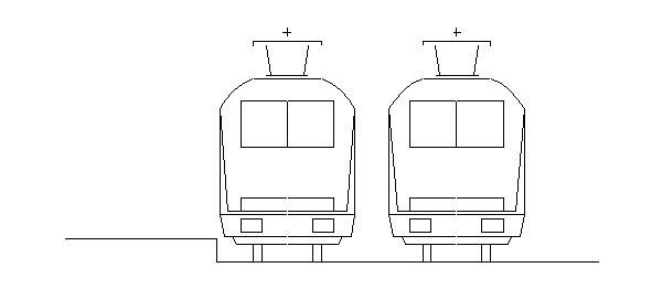 Veículos Terrestres – Dois Trens c/ Vista Frontal 2D